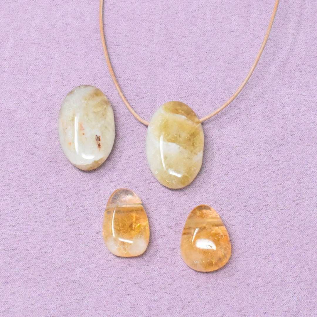 Citrin Halskette Linsen-Anhänger