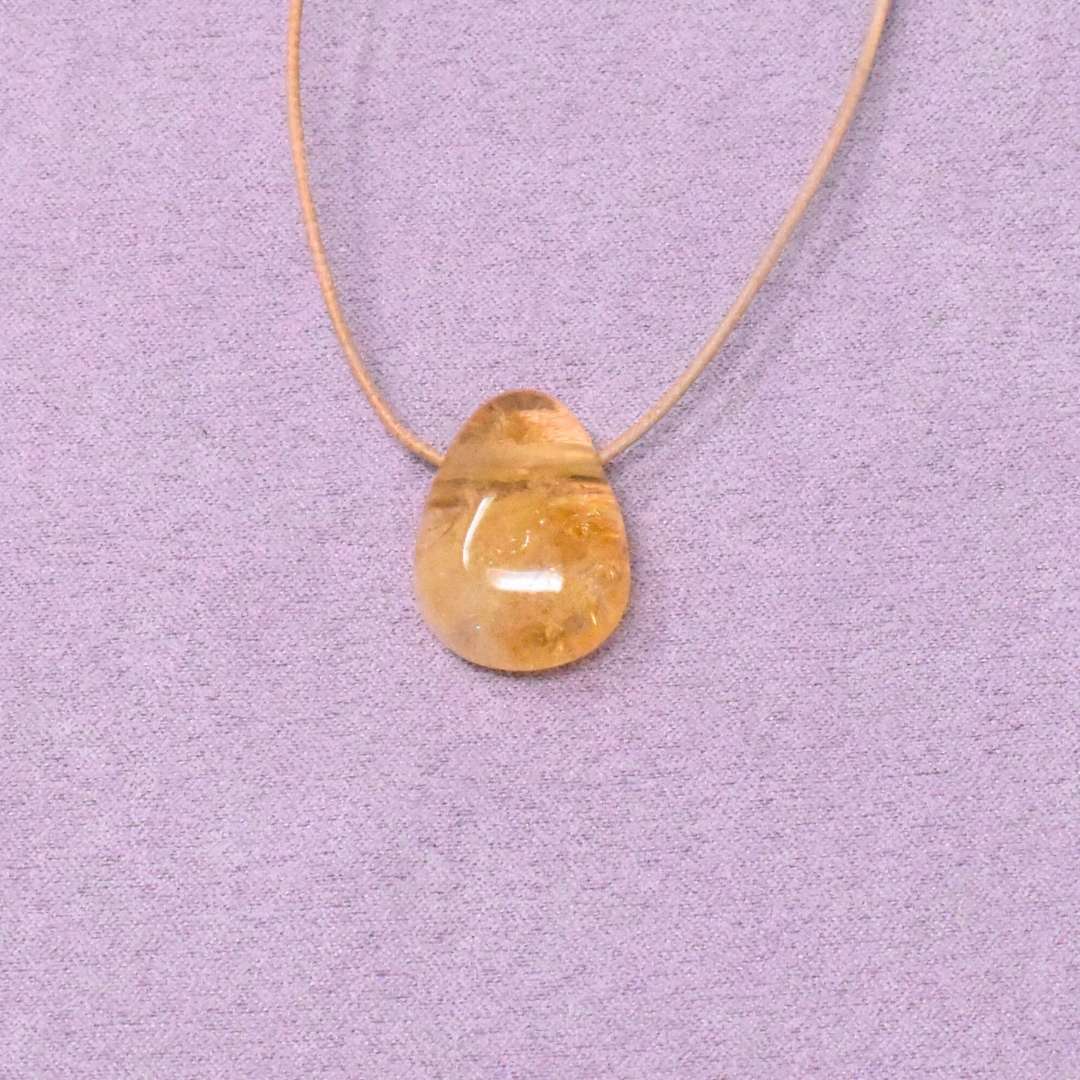 Citrin Halskette Linsen-Anhänger – Bild 3
