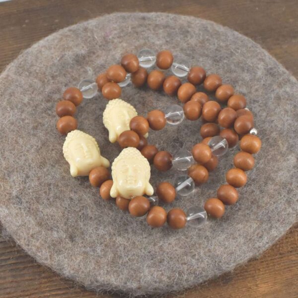 Männer Armband aus Sandelholz und Bergkristall
