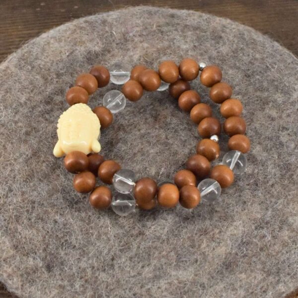 Männer Armband aus Sandelholz und Bergkristall – Bild 2