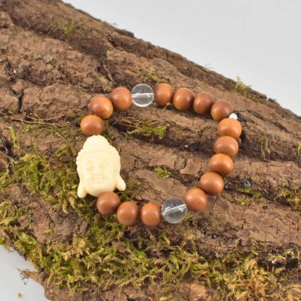 Männer Armband aus Sandelholz und Bergkristall – Bild 5
