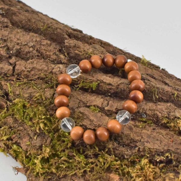 Männer Armband aus Sandelholz und Bergkristall – Bild 6