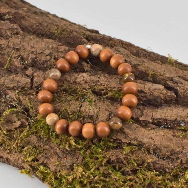 Männer Armband aus Sandelholz und versteinertem Holz – Bild 6