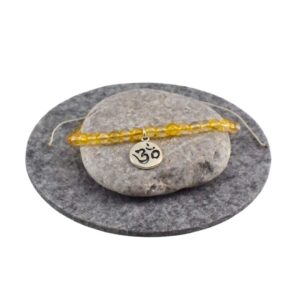 Citrin - Energie Armband - 16,5 cm, Om geprägt auf Plättchen