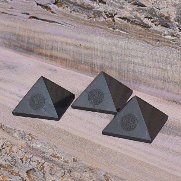 Schungit Pyramide - Blume des Lebens – Bild 4