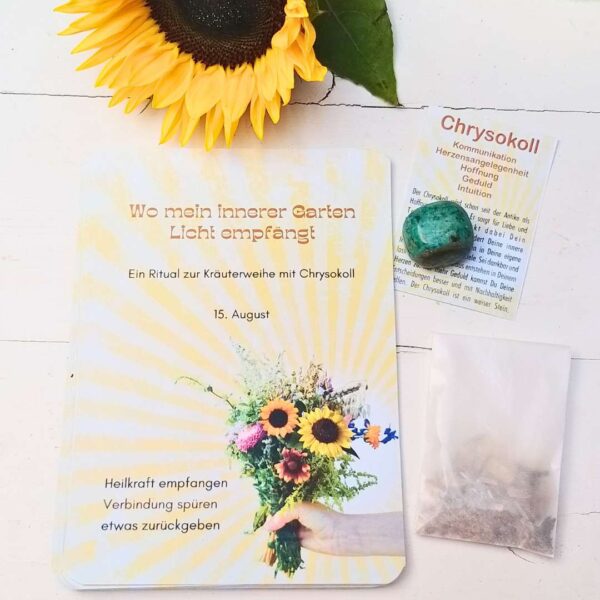 Kräuterweihe Ritual-Set: Wo mein innerer Garten Licht empfängt – mit Chrysokoll & Räucherwerk – Bild 2