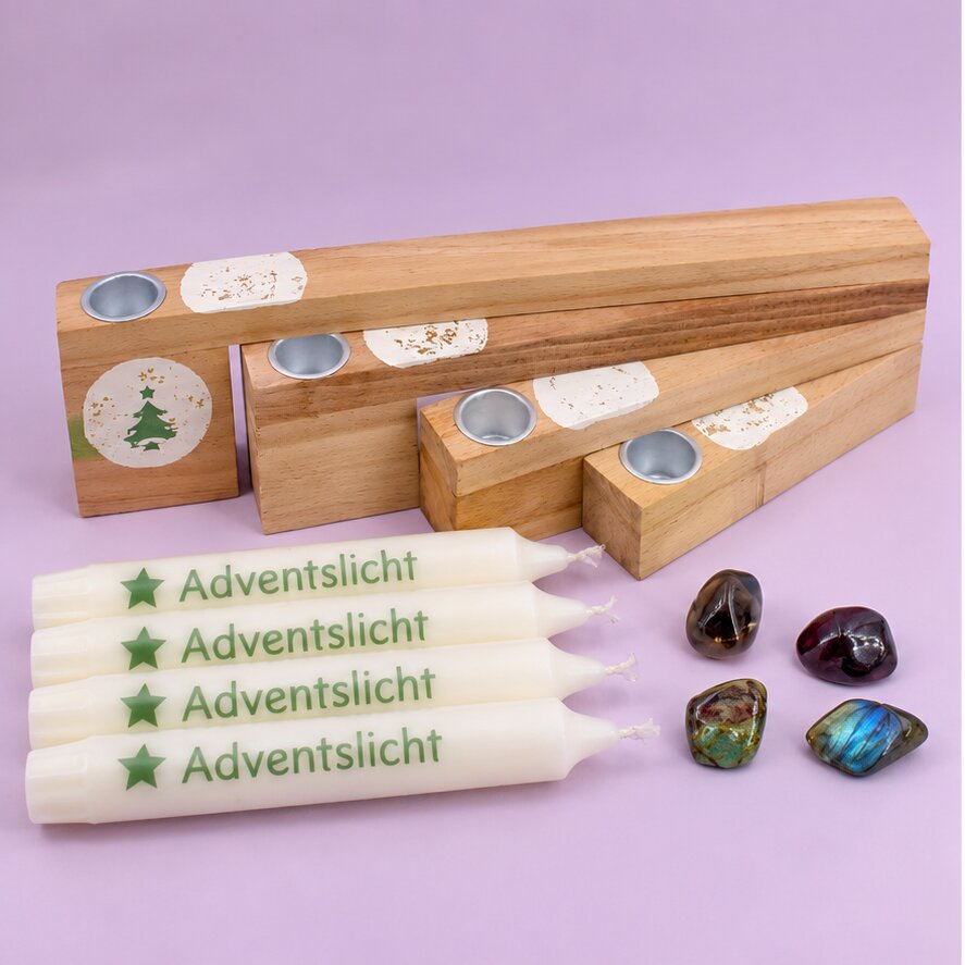 Vier Adventsfunken – Adventskerzen Set mit Steinen & Ritualen – Bild 6