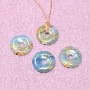 Aragonit blau Halskette Donut-Anhänger – Balance & innere Leichtigkeit