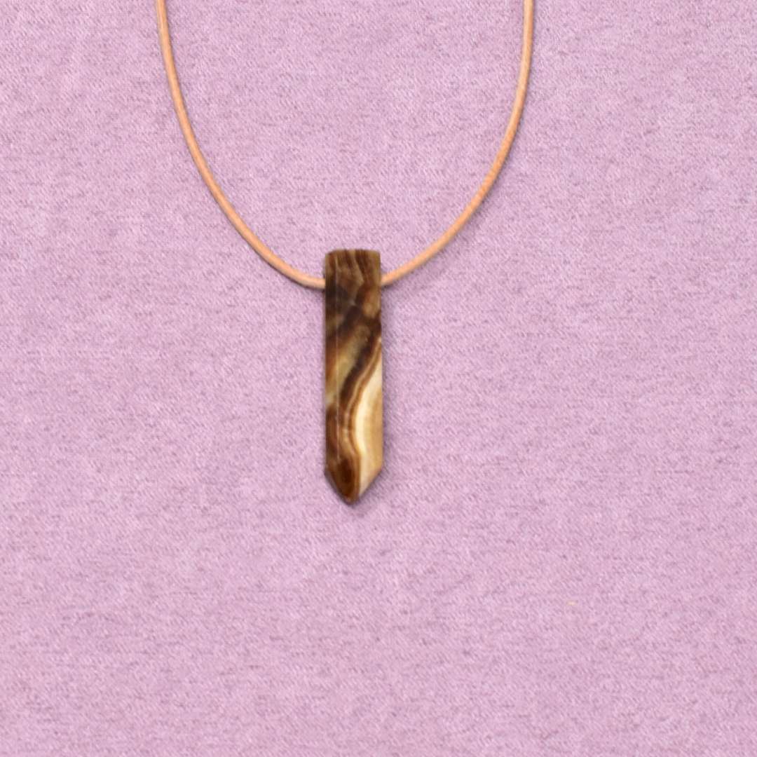 Aragonit braun Halskette Spitzen-Anhänger – Erdung & innere Ruhe – Bild 3