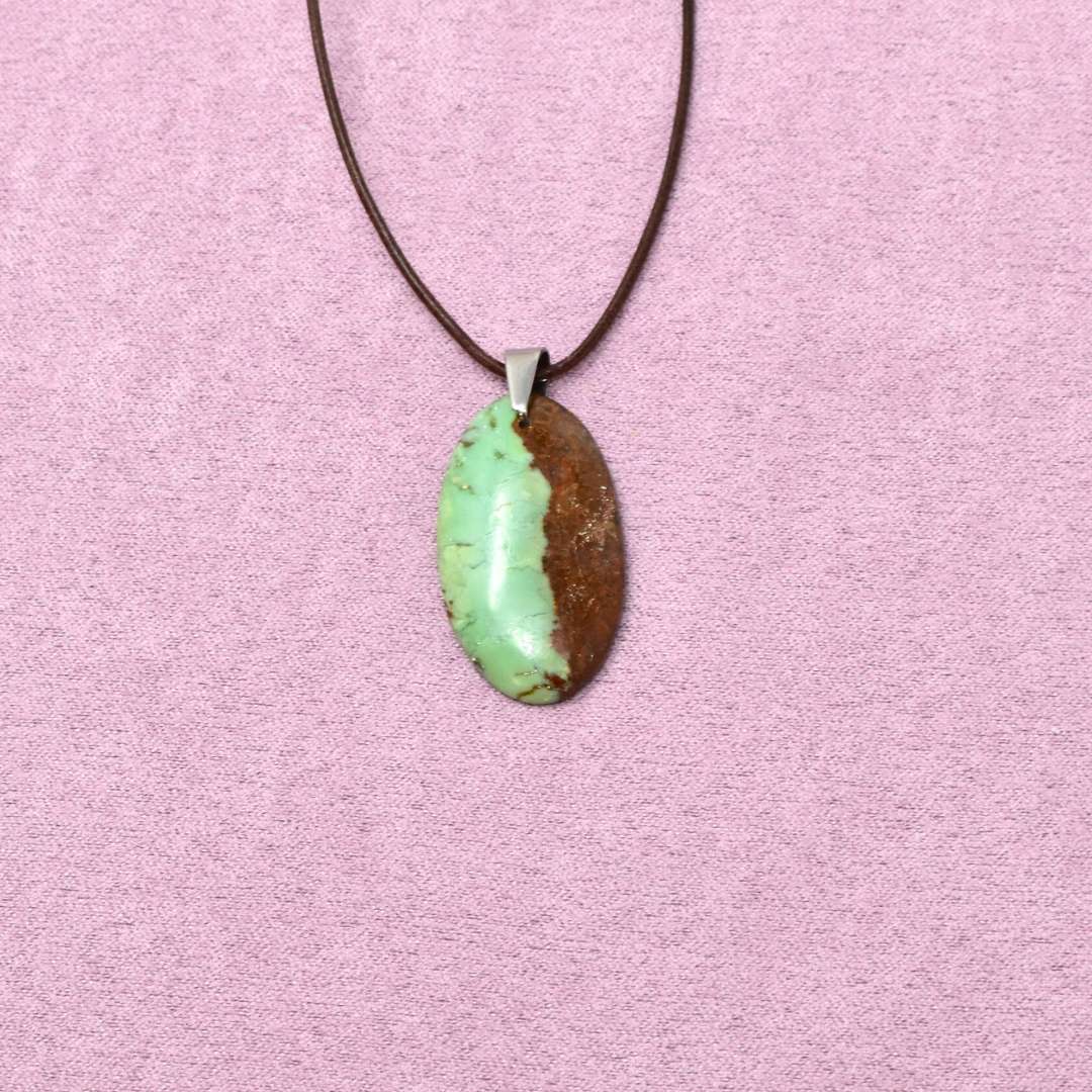 Chrysopras Halskette Linsen-Anhänger – Ruhe & neue Wege – Bild 3