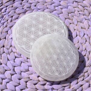 Selenit Ladeplatte "Blume des Lebens" – Reinigung & energetische Harmonie