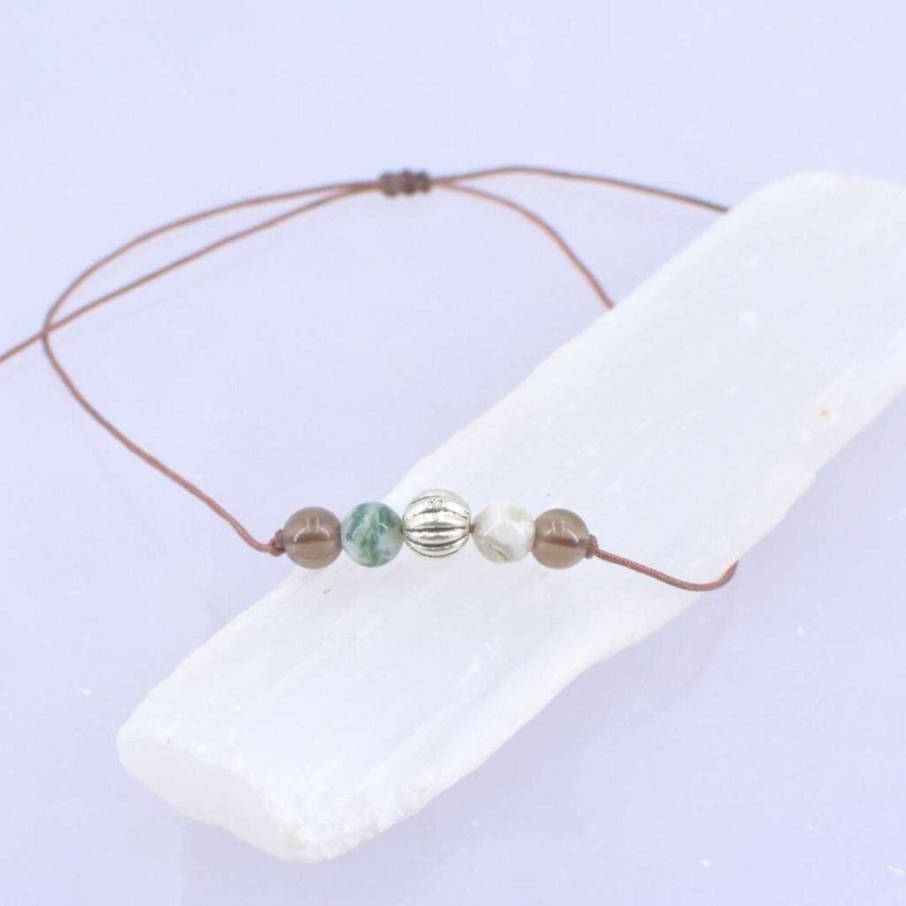 Mai Geburtsstein Armband – Ruhe & innerer Rhythmus | Baumachat & Rauchquarz