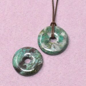 Chrysokoll Halskette Donut-Anhänger – innere Harmonie & Hoffnung