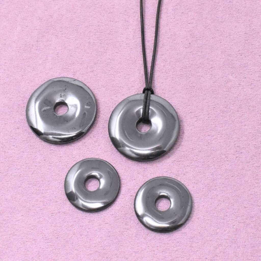 Hämatit Halskette Donut-Anhänger – Erdung & innere Balance