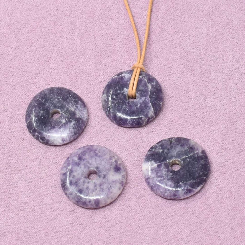 Lepidolith Halskette Donut-Anhänger – Schutz & innere Ruhe