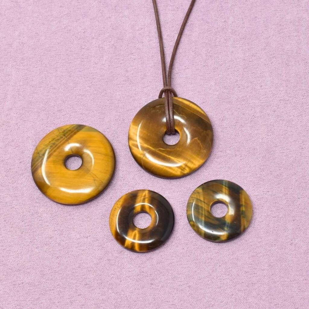 Tigerauge Halskette Donut-Anhänger – Fokus & innere Sicherheit