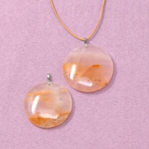 Rosenquarz & Golden Healer Halskette Kreis-Anhänger – Herzheilung & Licht
