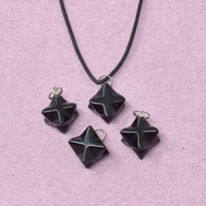 Schwarzer Turmalin Halskette Merkaba Stern-Anhänger – Reinigung & schützende Wandlung
